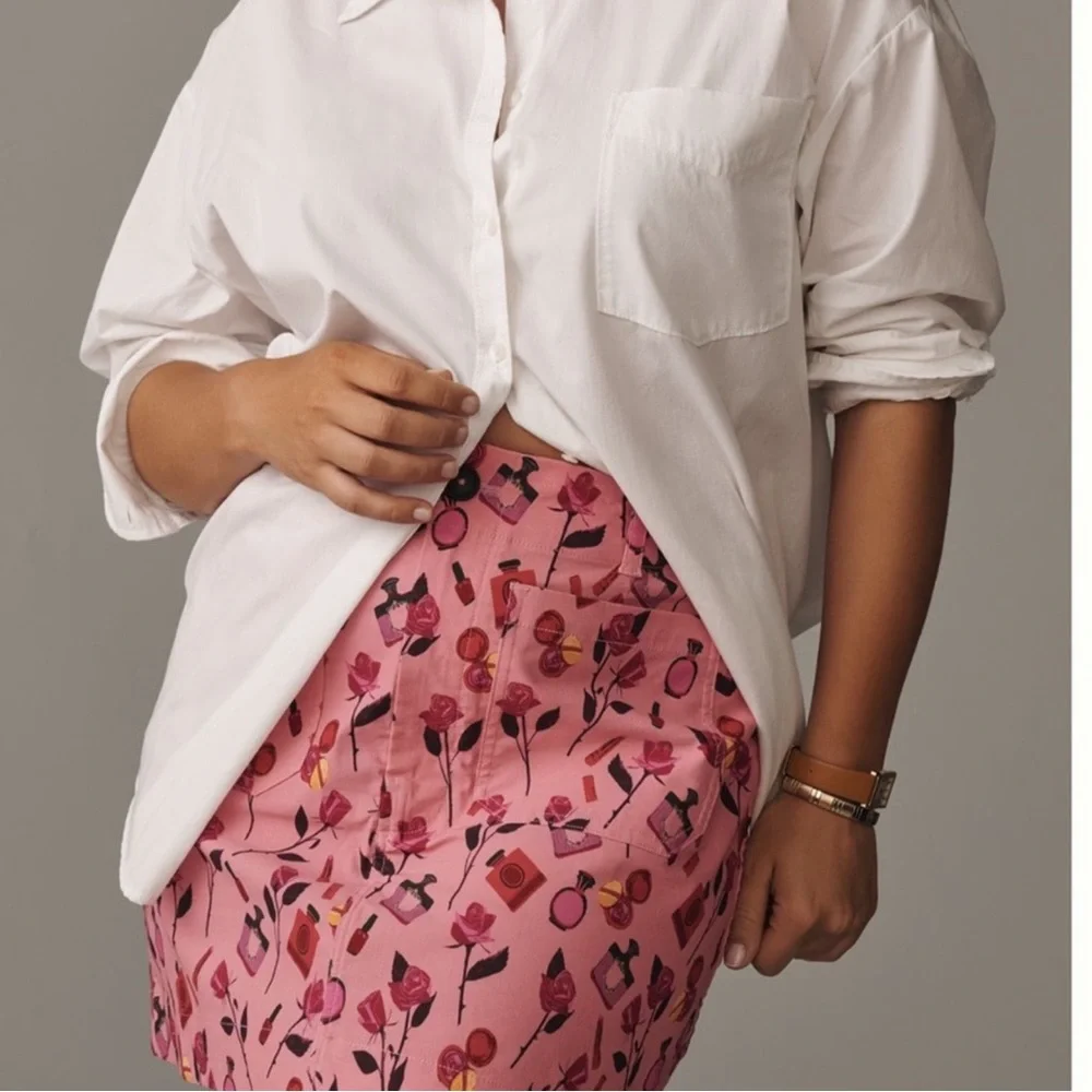 NWT Colette Anthro Anisa Makhoul Pink Skirt💄 - Picture 2 of 15